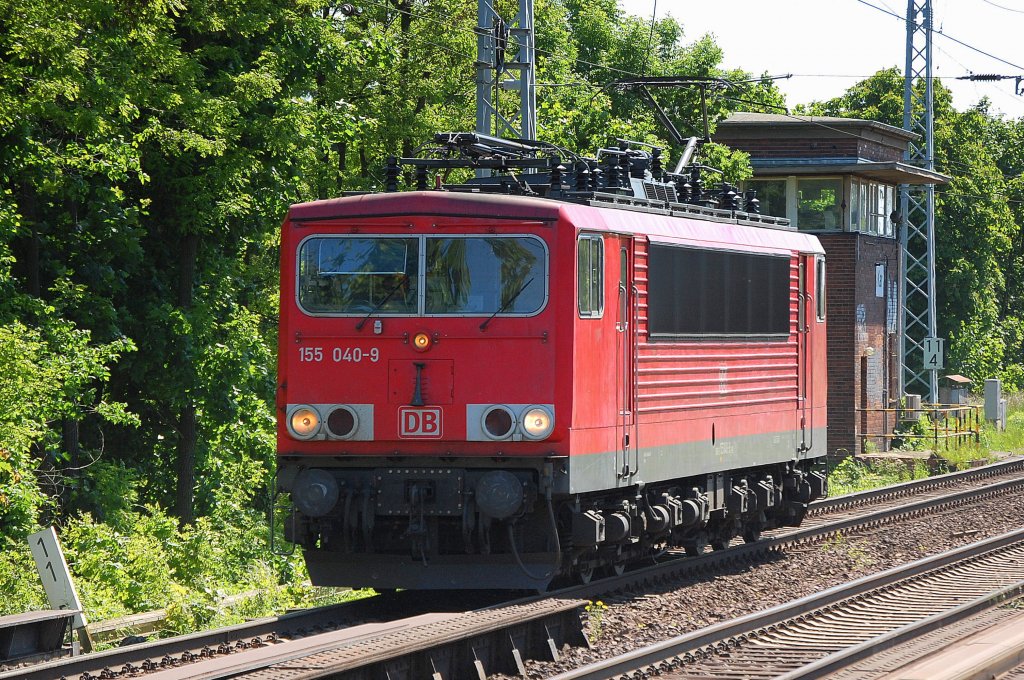 155 040-9 auf Leerfahrt Richtung Bernau am 03.06.10 Berlin-Karow.