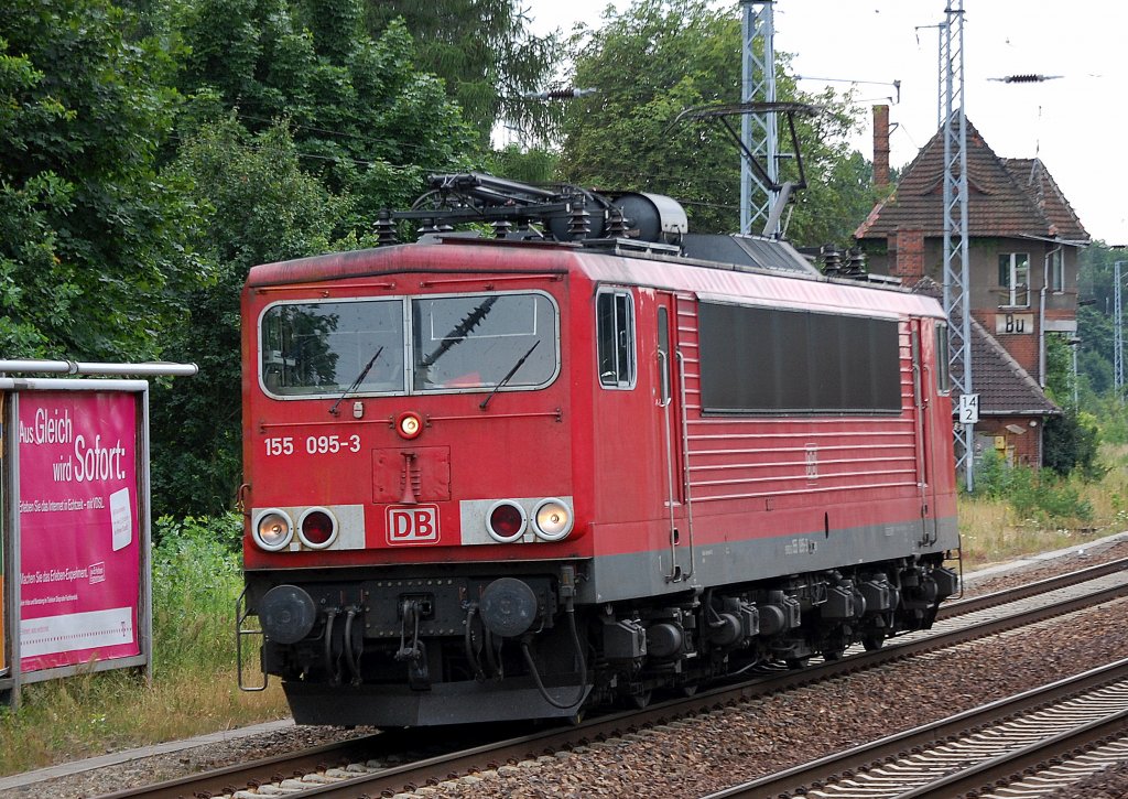 155 095-3 Richtung Bernau, 13.07.10 Berlin-Buch.
