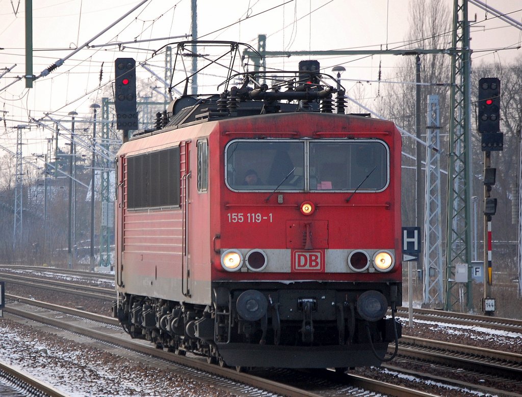 155 119-1 am 19.12.09 am Bhf. Flughafen Berlin-Sch�nefeld.