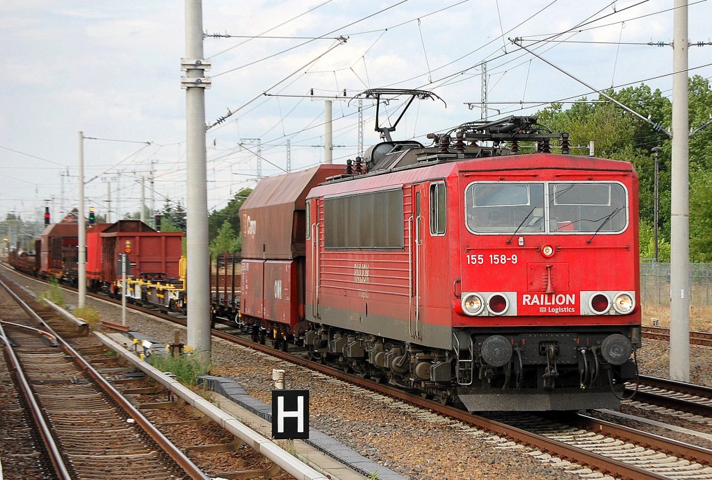 155 158-9 mit gemischtem G�terzug Richtung Berlin Innenstadt, 16.07.10 Berlin-Blankenburg.