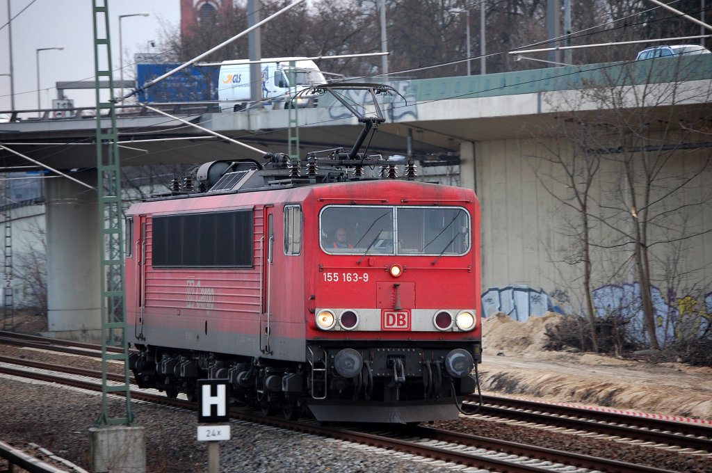 155 163-9 auf Leerfahrt auf dem Berliner Innenring, 17.01.08 Berlin-Westend.