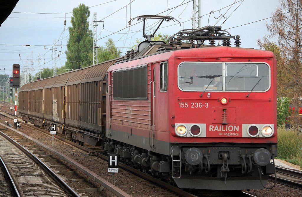 155 236-3 mit einigen Schiebewandwagen am 06.08.13 Berlin-Karow.