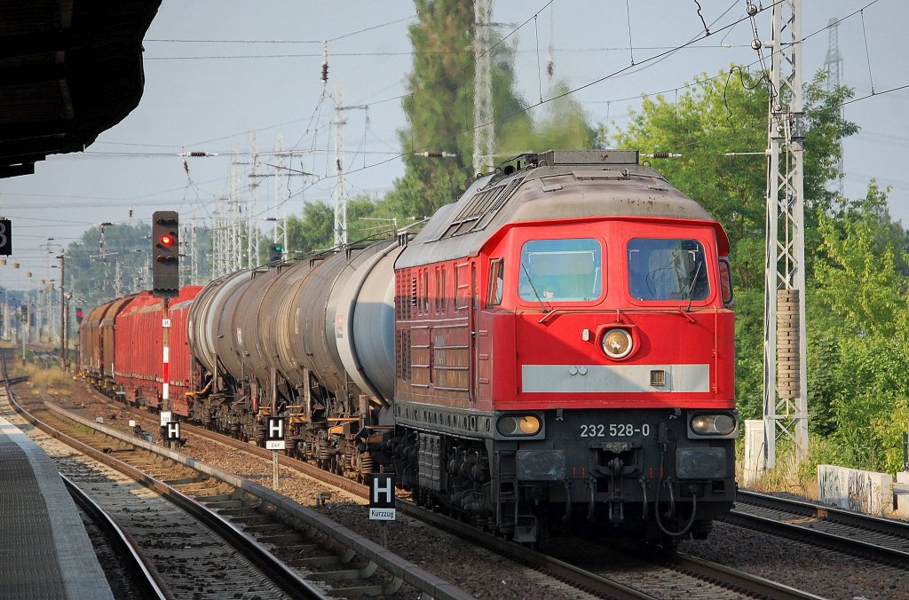 232 528-0 mit gemischtem G�terzug am 20.06.13 Berlin-Karow.