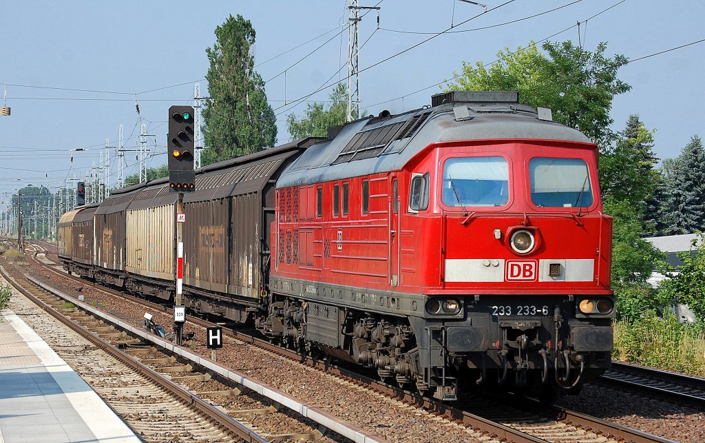 233 233-6 mit einigen Schiebewandwagen, 20.06.13 Berlin-Karow.