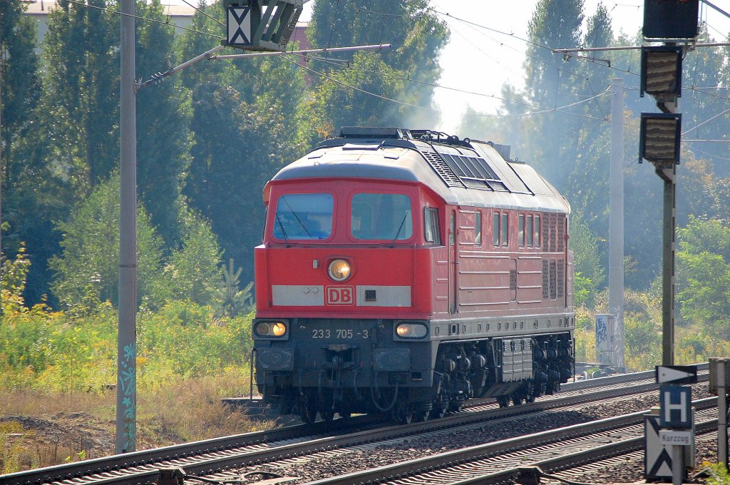 233 705-3 dampft an einem sp�tsommerlich herrlich sonnigen Tag Richtung Berlin-Blankenburg, 23.09.10 Berlin-Pankow. 