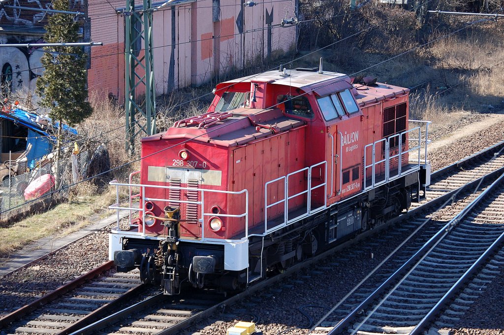 298 307-0 kommt vom Innenring zum Rangiergel�nde Berlin Moabit zum Wendeman�ver Richtung Berlin-Spandau zur�ck, 05.03.13 Berlin-Beusselbr�cke.