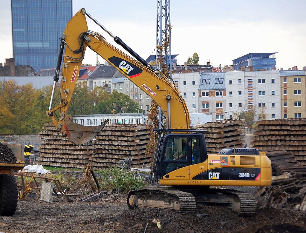 CAT 324D LN Leasingraupenbagger, 27.10.09 Gro�baustelle Berlin-Ostkreuz.