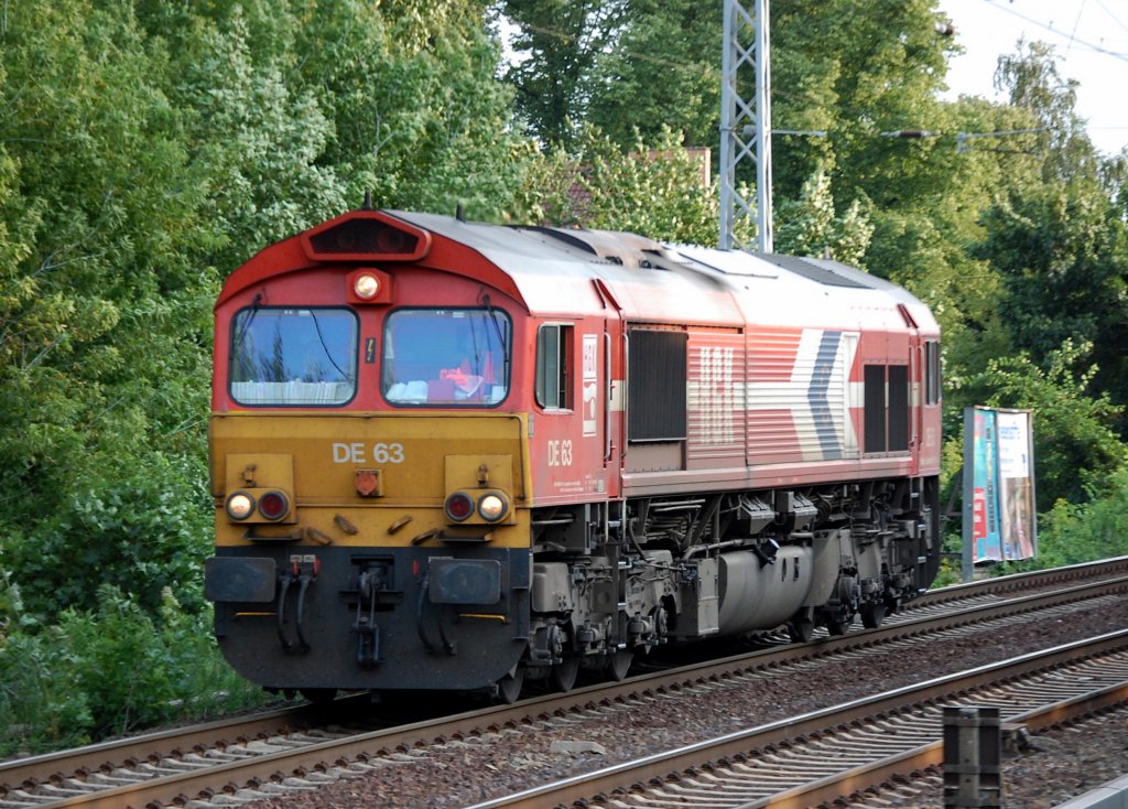 CBRail Leasinglok HGK DE 63 (92 80 1266 063-7 D-HGK, GM-EMD Bj.2001), 24.07.08 Berlin-Karow.