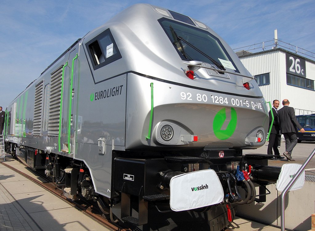 Die neueste Entwicklung bei vossloh rail Vehicles ist die Dieselok EUROLIGHT (92 80 1284 001-5 D-VE), 18.09.12 Inno Trans Berlin.