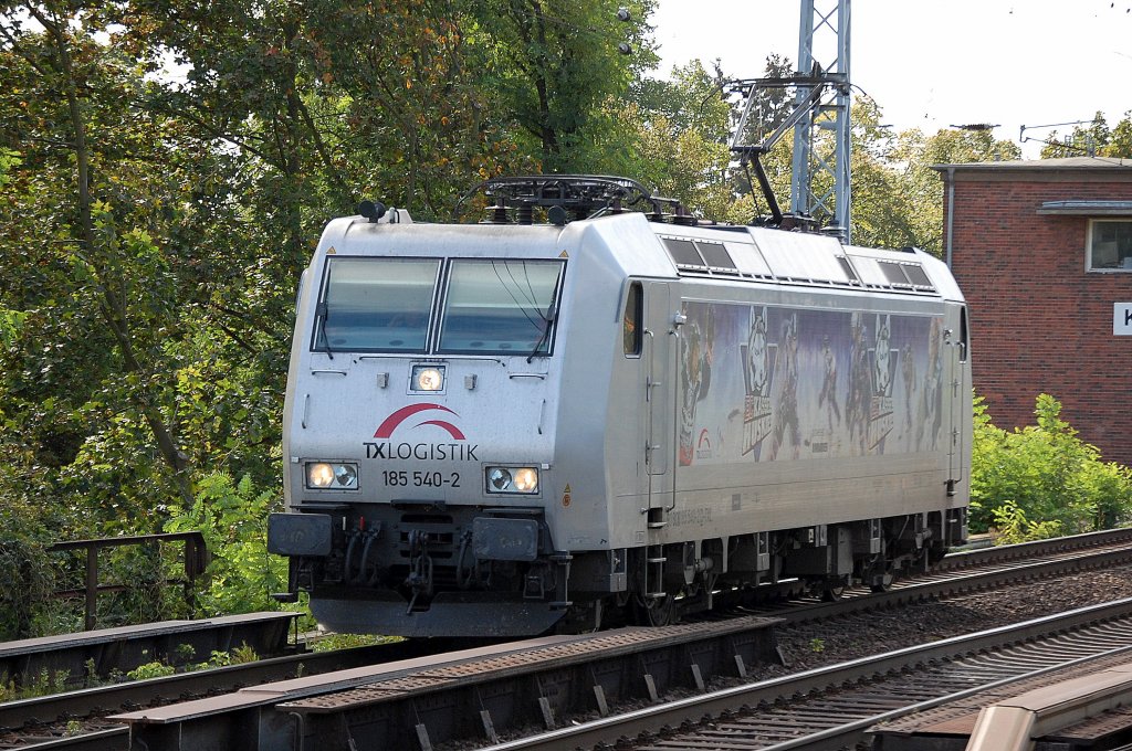 Die von TXL angemietete Raildox Lok 185 540-2 (91 80 6185 540-2 D-TXL) auf Leerfahrt Richtug Bernau am 23.09.11 Berlin-Karow.