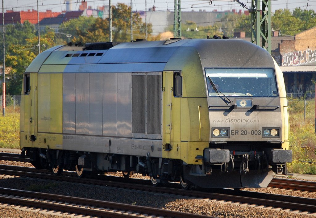 Dispolok ER 20-003 (9280 1223 003-5 D-DISPO) der HSL Logistik GmbH auf Leerfahrt Richtung Berlin-Spandau am 23.09.10