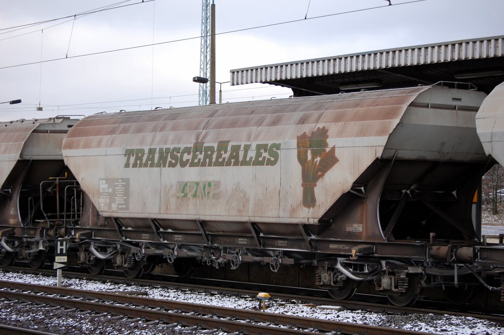 Ein weiterer franz�sischer Getreidesilowagen der Fa. CTC mit der Aufschrift TRANSCEREALES CTC eingestellt mit der Nr. 33 RIV 87 SNCF 933 2 533-7(P), 22.11.08 Bhf. Flughafen Berlin-Sch�nefeld.