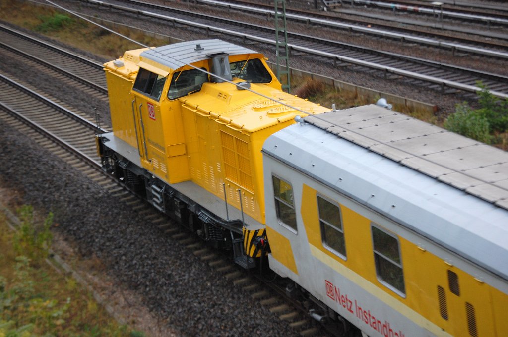 Gezogen von DB Netz AG 203 307-4 hinter dem Schienenpr�fexpress diese neu in gelb gl�zende 203 XXX-X am 16.10.09 Berlin Innerer Ring H�he Kaiserdamm.