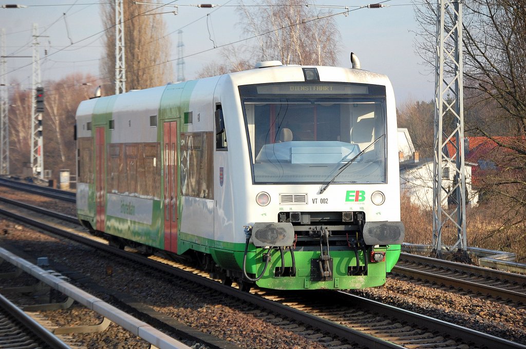 Hier noch mal von hinten der EIB VT 002 (95 80 0650 402-0 D-EIB) RS1 Richtung Stadler Werke Berlin-Pankow, 17.01.11 Berlin-Karow.