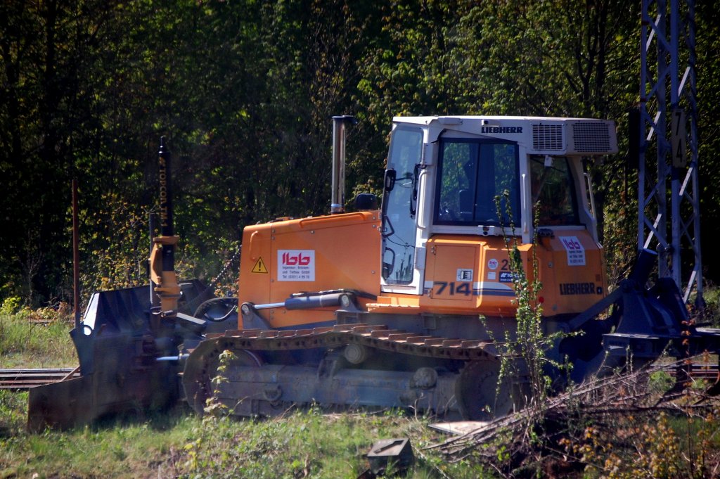 LIEBHERR Typ 714 Raupe der Fa.Ibb bei Gleisbauarbeiten am 19.04.09 H�he Berlin Sch�nweide. 