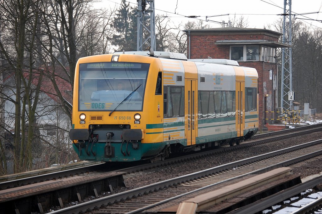 ODEG VT 650.68 als OE60 nach Wriezen, 12.02.13 Berlin-Karow.