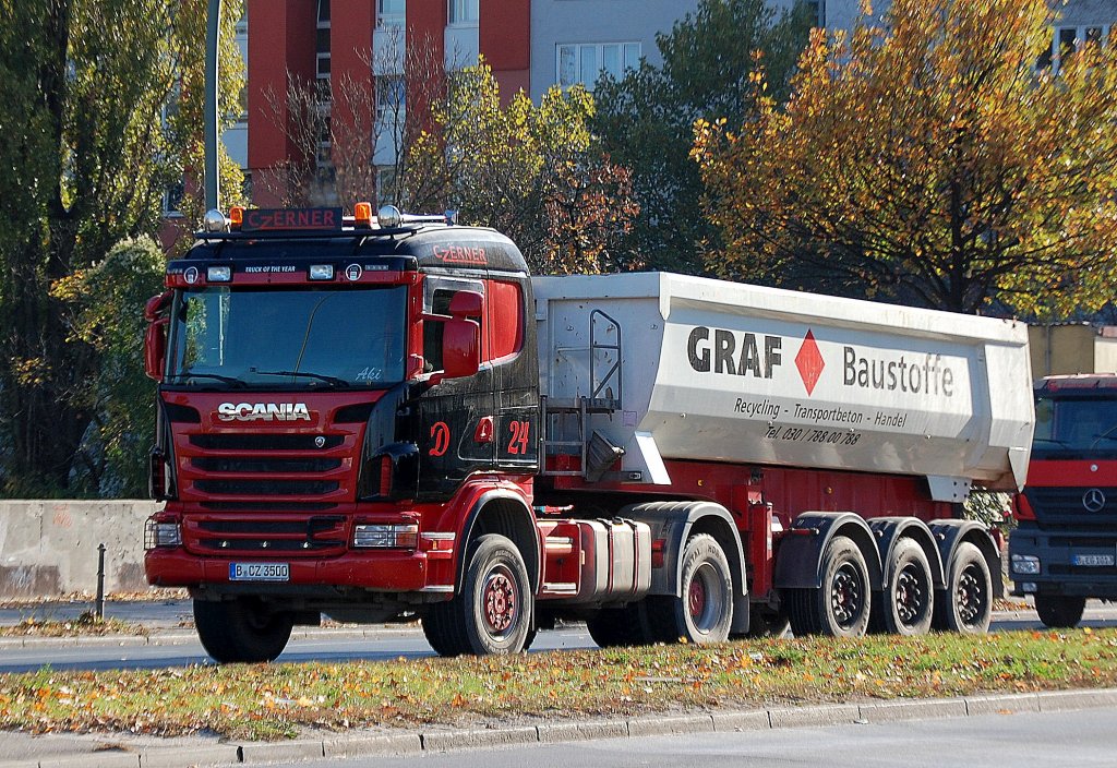 SCANIA Sattelkipper der Fa. CZERNER f�r GRAF Baustoffe, 29.10.12 Berlin-Beusselbr�cke.
