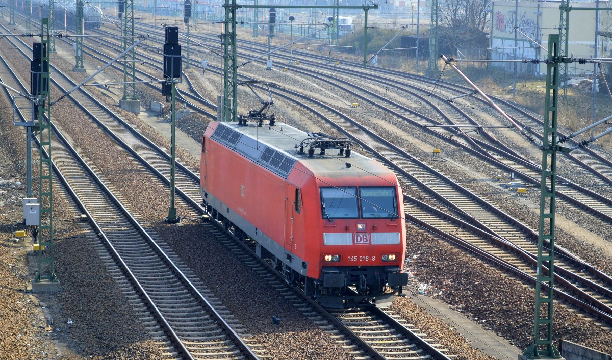145 018-8 Richtung Berlin-Spandau am 14.03.14 Berlin-Beusselbrücke.