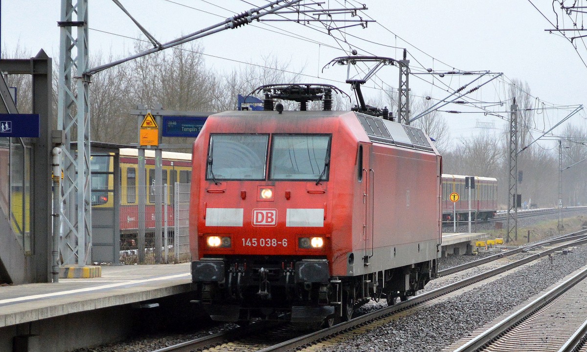 145 038-6 Durchfahrt Bhf. Berlin-Hohenschönhausen am 12.03.15