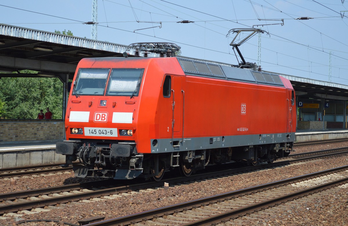 145 043-6 am 08.08.15 Bhf. Flughafen Berlin-Schönefeld.