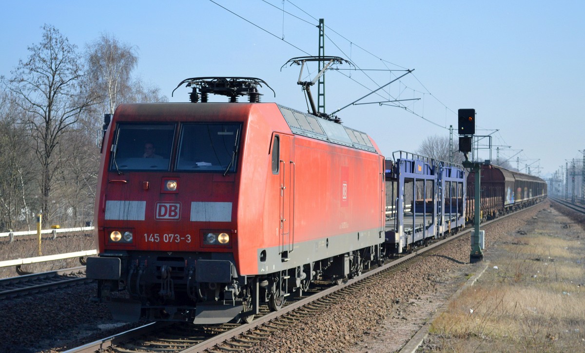 145 073-3 mit gemischtem Güterzug Richtung Berlin-Spandau, 10.03.14 Durchfahrt Bhf. Berlin-Jungfernheide.