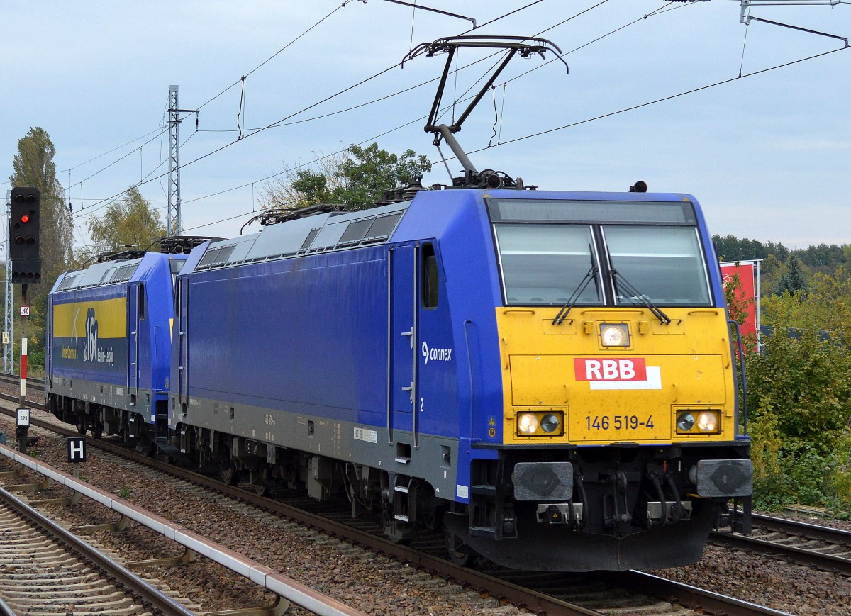 146 519-4 mit Schwesterlok 146 520-2 am 07.10.14 Richtung Karower Kreuz Berlin.