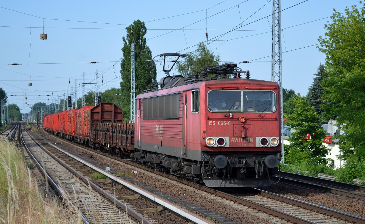 155 065-6 mit gemischtem G�terzug am 10.06.14 Berlin-Karow.