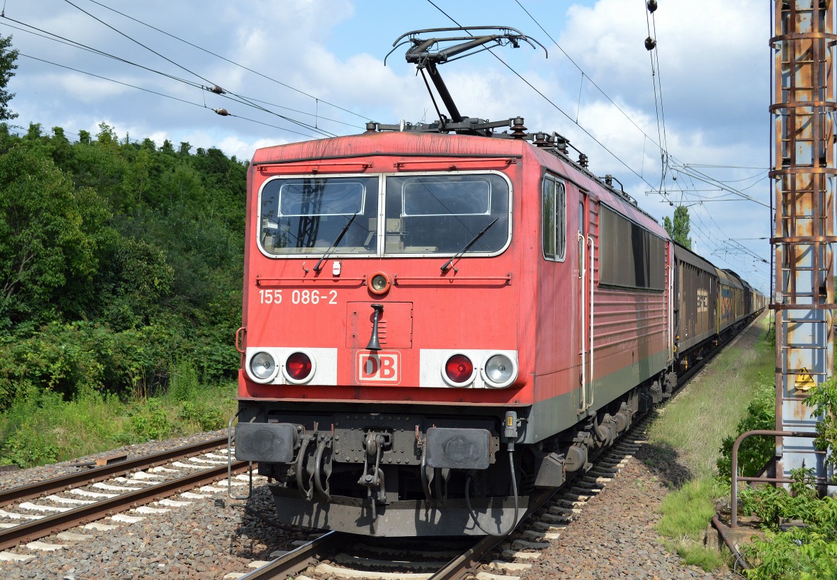 155 086-2 mit einem gemischten Güterzug am 15.07.15 Berlin-Hohenschönhausen.