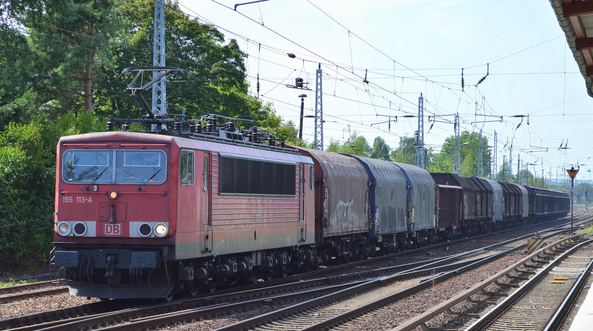 155 113-4 mit gemischtem Güterzug am 01.08.15 Berlin Hirschgarten.