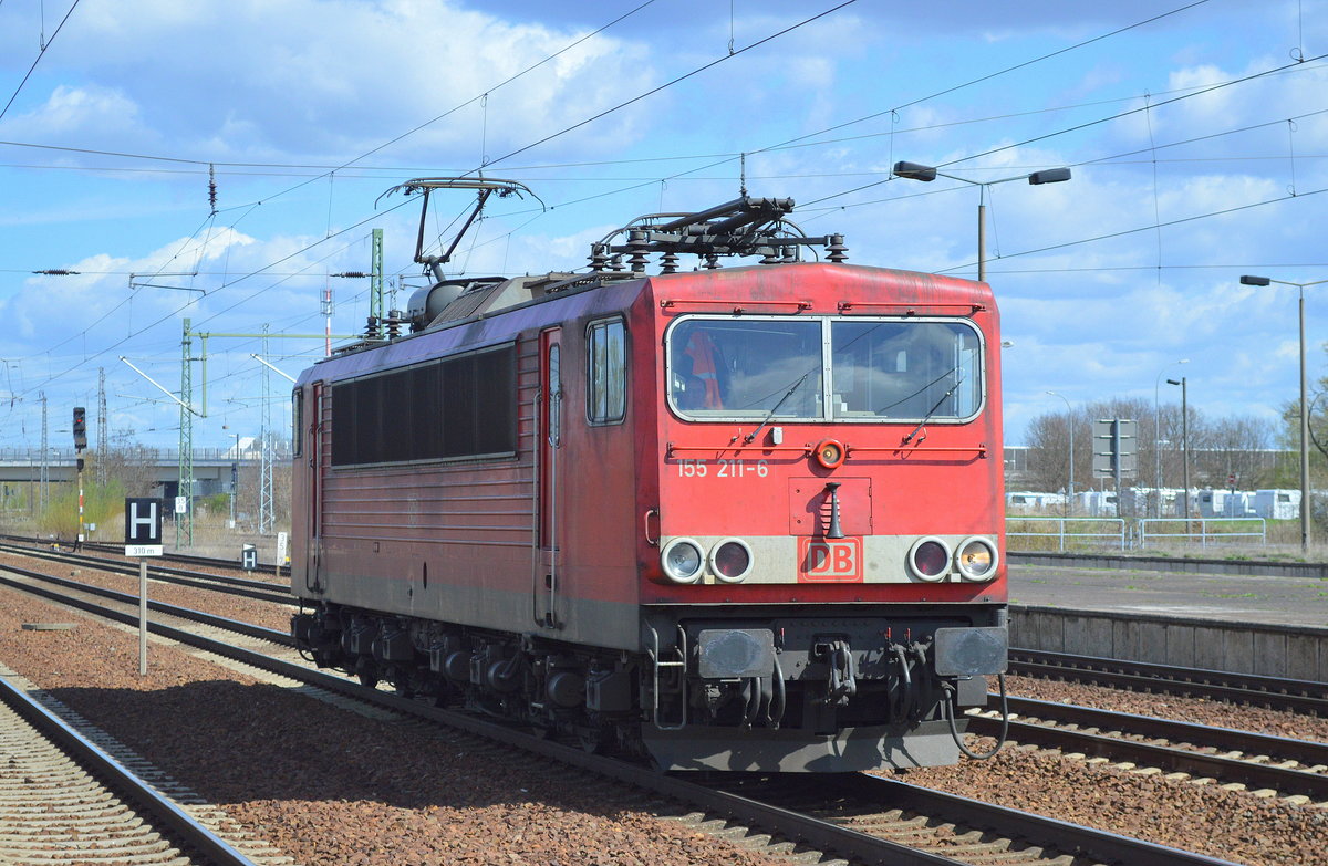 155 211-6 am 06.04.17 Durchfahrt Bf. Flughafen Berlin-Schönefeld.