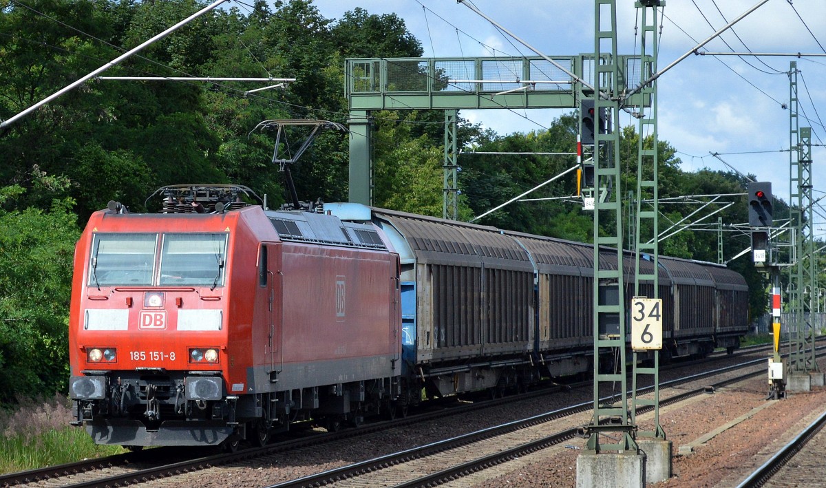 185 151-8 mit einigen Schiebewandwagen auf dem Berliner Innenring Richtng Schwedt am 01.07.14 Höhe Berlin-Jungfernheide.