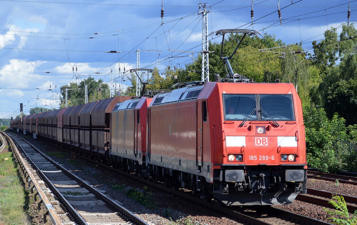185 289-6 + 185 279-7 mit Ganzzug Schüttgutwagen am 07.09.15 Berlin-Hirschgarten.