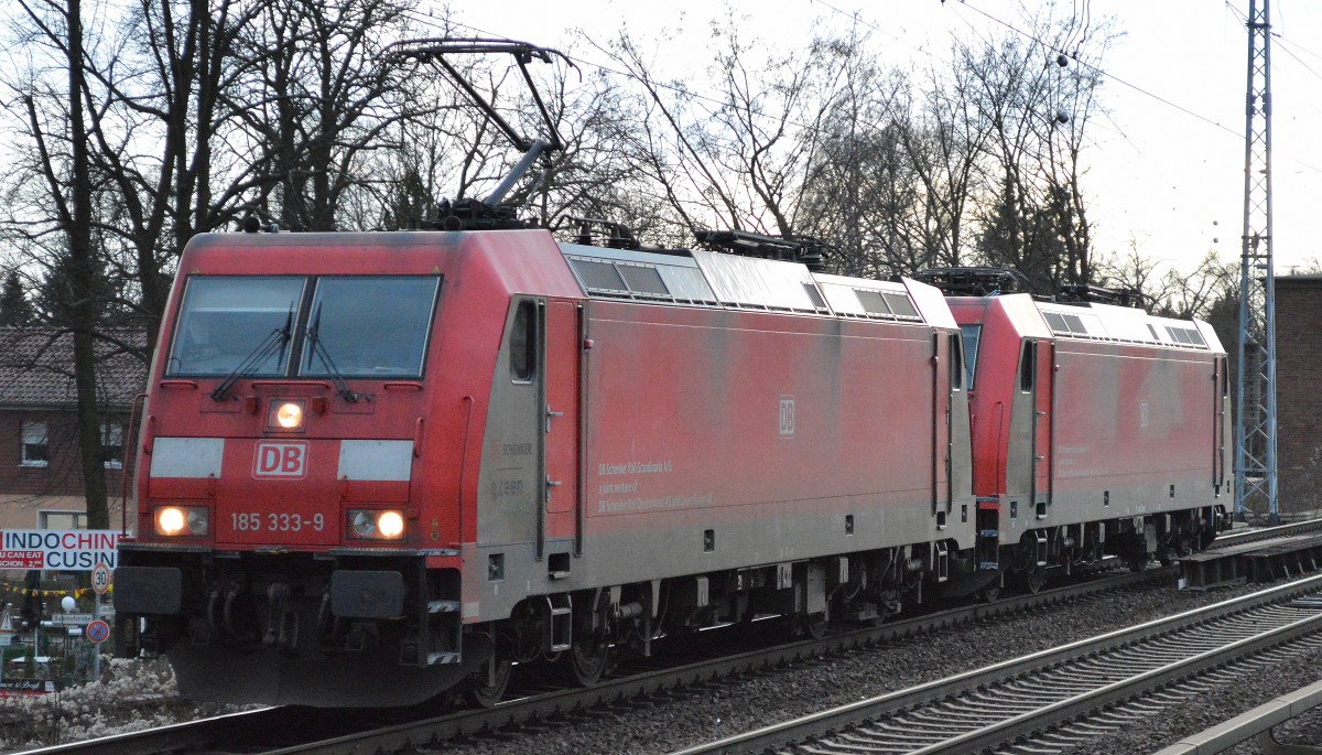 185 333-9 mit 185 334-7 am haken Richtung Bernau am 02.01.15 Berlin-Karow.