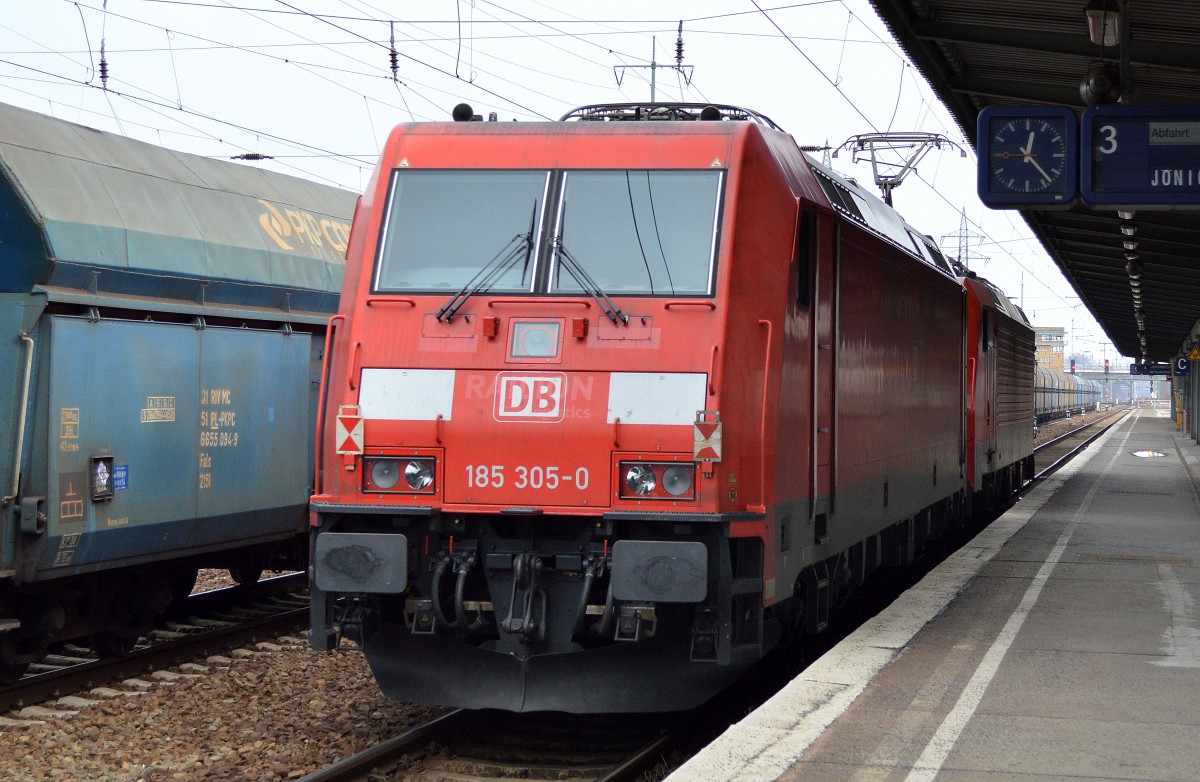 189 003-7 mit 185 305-0 am haken am 29.02.16 Durchfahrt Bhf. Flughafen Berlin-Schönefeld.