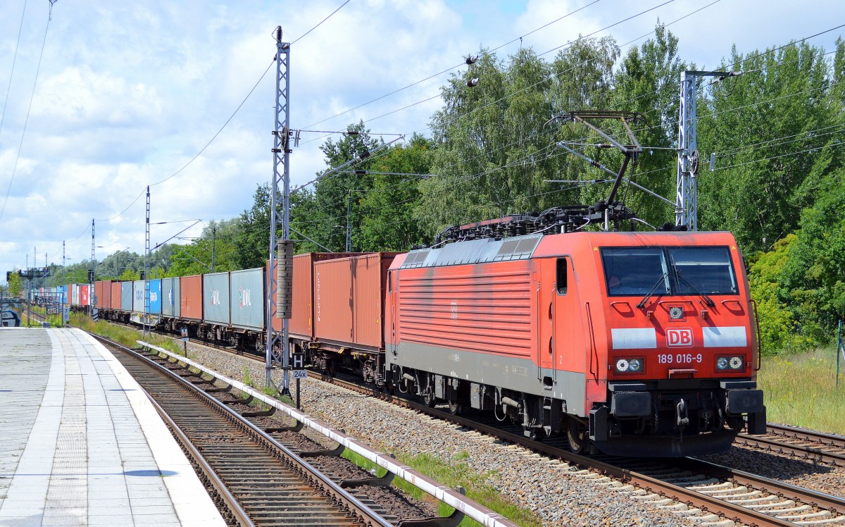 189 016-9 mit Containerzug aus Richtung Oranienburg kommend am 24.06.14 Mühlenbeck/Mönchmühle.