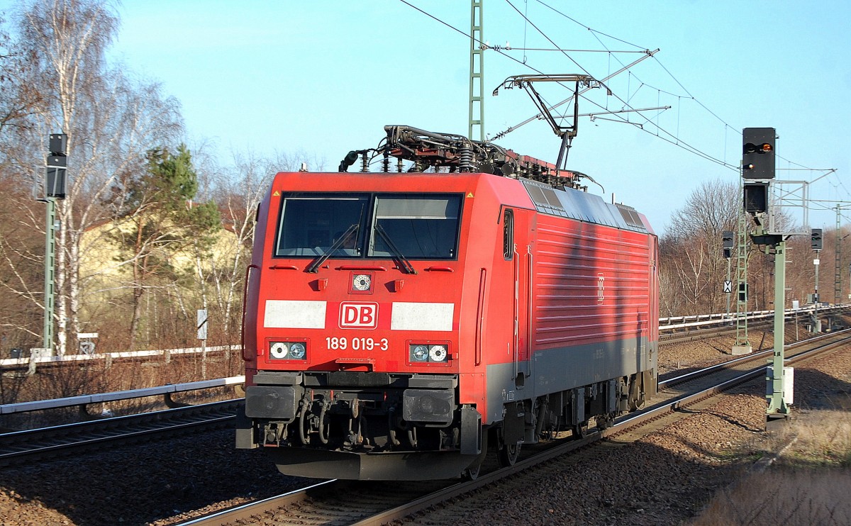 189 019-3 bei der Durchfahrt im Bhf. Berlin-Jungfernheide am 07.01.14