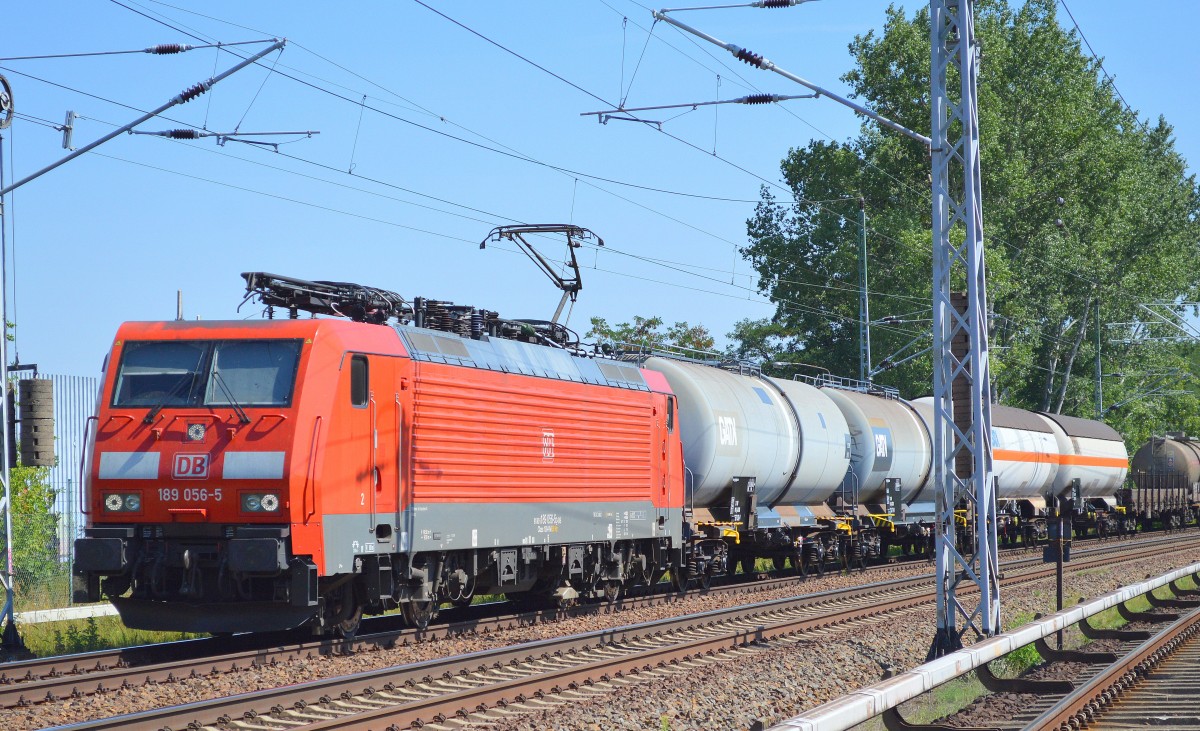 189 056-5 mit einem gemischten Güterzug Richtung Oranienburg in Mühlenbeck/Mönchmühle bei Berlin.