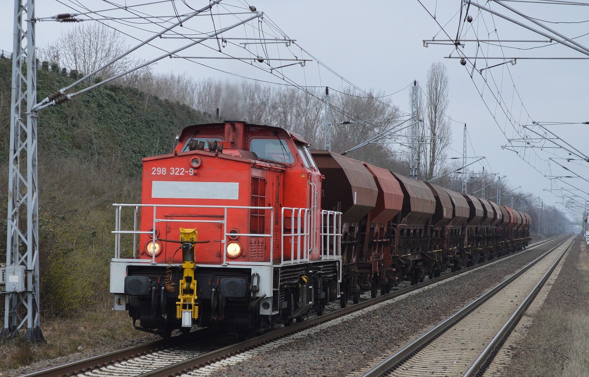 298 322-9 mit Schotterzug am 11.03.16 Berlin-Hohenschönhausen.