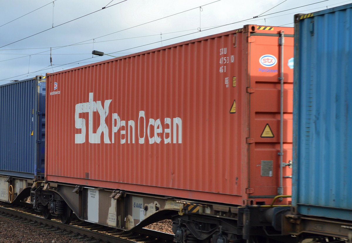 40’ Standard Übersee Container der Container Linie STX Pan Ocean am 20.11.17 Bf. Flughafen Berlin-Schönefeld.