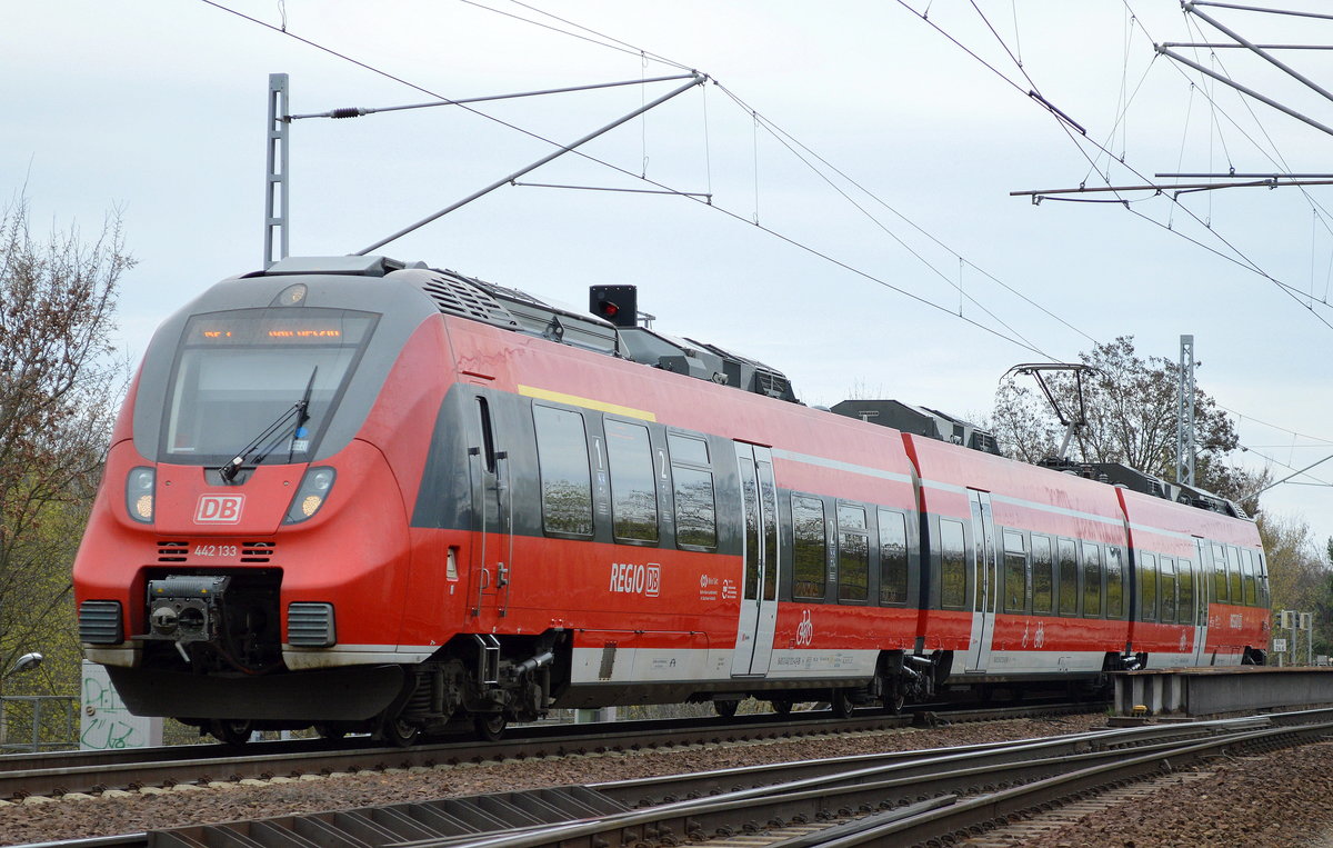 442 133 auf Dienstfahrt bzw. Bereitstellung am 11.04.16 Berlin-Wuhlheide.