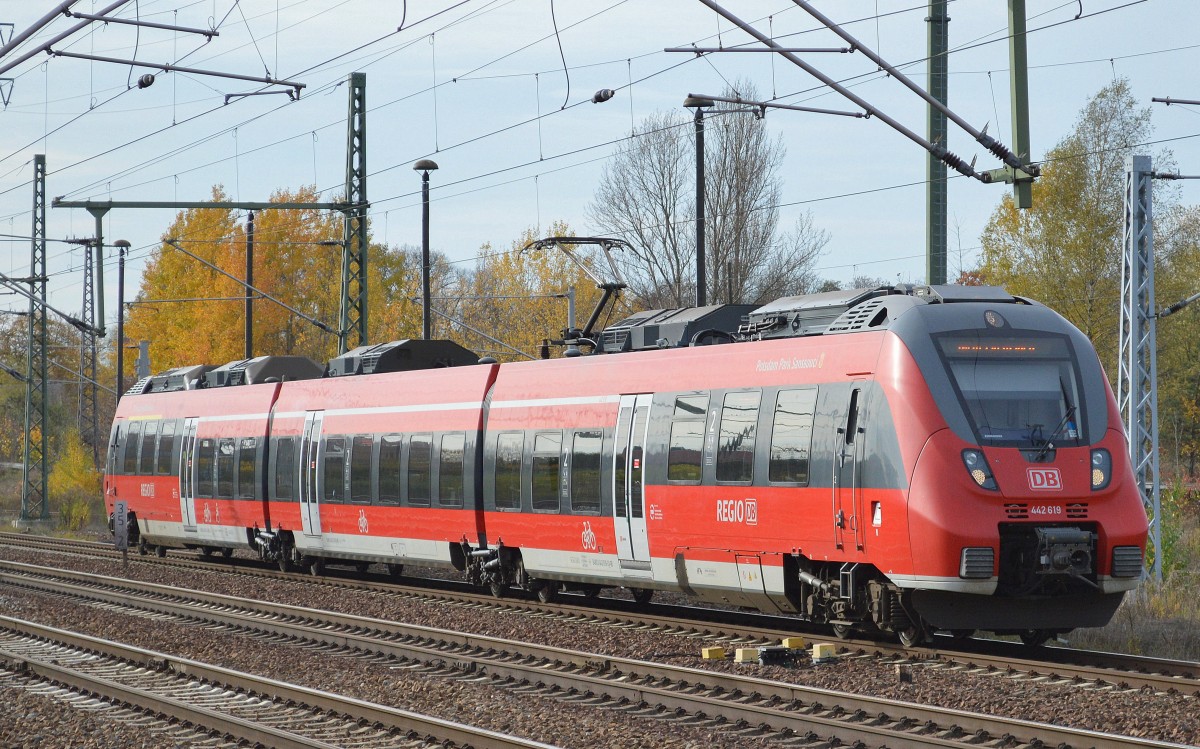 442 619  Potsdam Park Sanssouci  als RB 22 von Potsdam kommend am Bhf. Flughafen Berlin-Schönefeld, 03.11.14