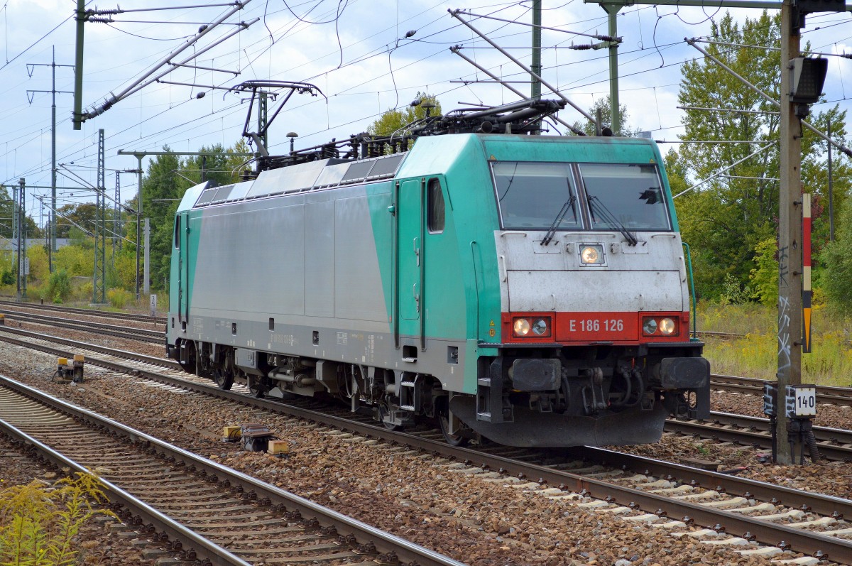 ATC Mietlok E 186 126 inzischen an die polnische Fa. Transchem vermietet am 09.09.14 Durchfahrt Bhf. Flughafen Berlin-Schönefeld.
