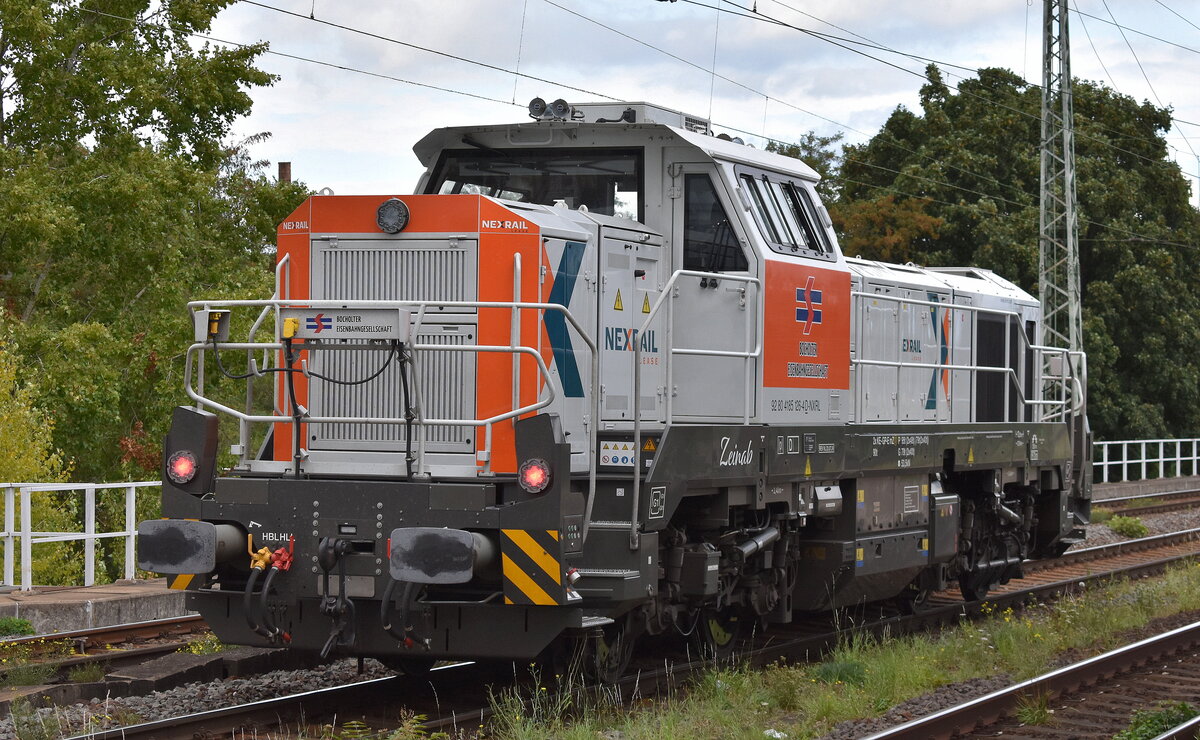 BEG - Bocholter Eisenbahngesellschaft mbH, Dinslaken [D] mit der geleasten Nexrail AssetCo Sàrl DE 18 Stage V Lok,Name:  Zeinab  [NVR-Nummer: 92 80 4185 126-4 D-NXRL]  
am 11.09.25 Höhe Bahnhof Magdeburg-Neustadt.