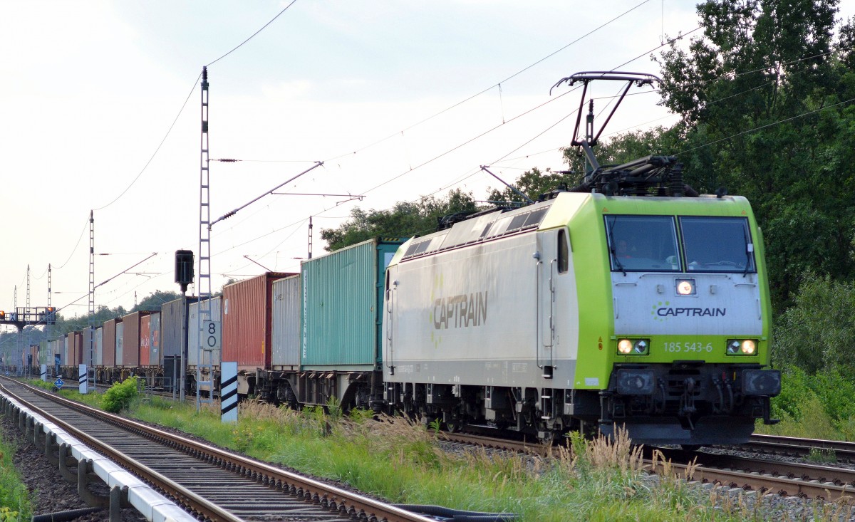 Captrain/ITL 185 543-6 mit Containerzug am 07.08.15 Mühlenbeck/Mönchmühle bei Berlin.