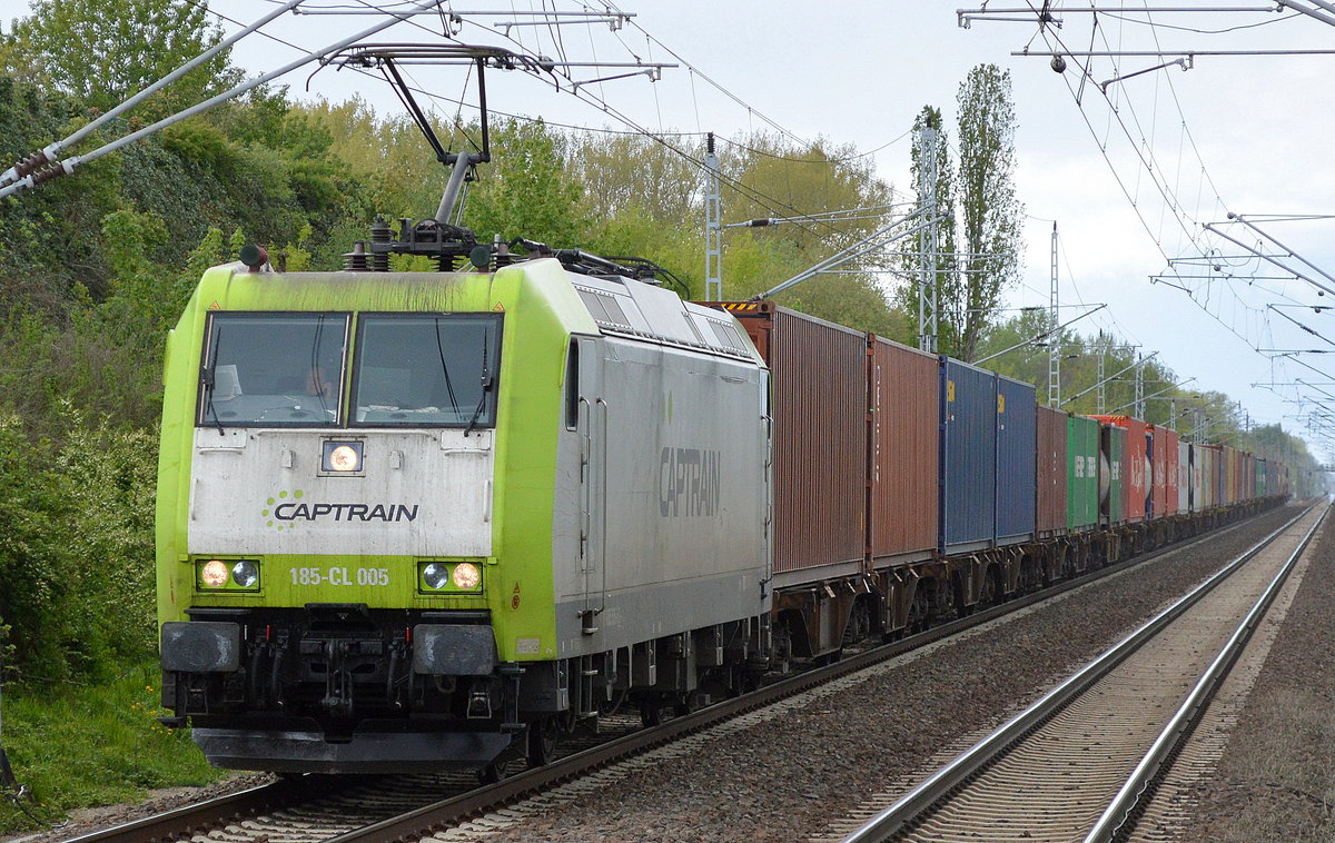Captrain/ITL 185-Cl 005 (185 505-5) mit Containerzug am 09.05.17 Bf. Berlin-Hohenschönhausen.