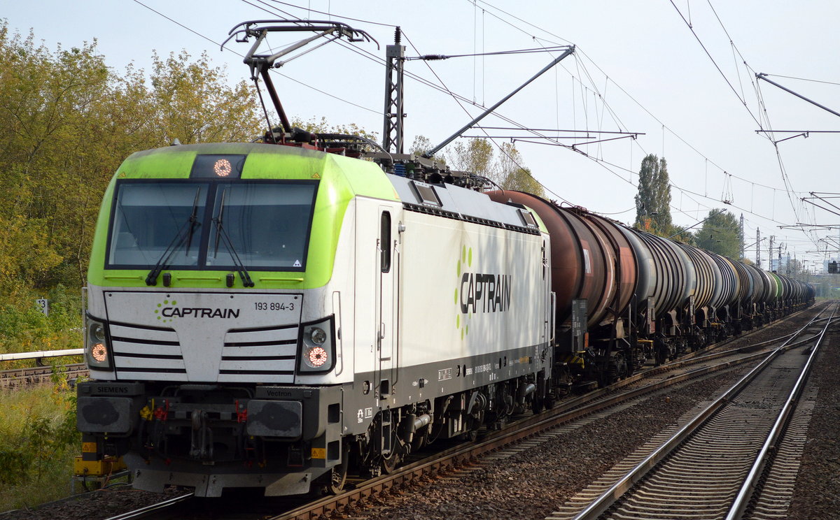 Captrain/ITL 193 894-3 [NVR-Number: 91 80 6193 894-3 D-ITL, Siemens Bj.2016] mit Kesselwagenzug (leer) Richtung Stendell am 28.09.17 Berlin-Hohenschönhausen.