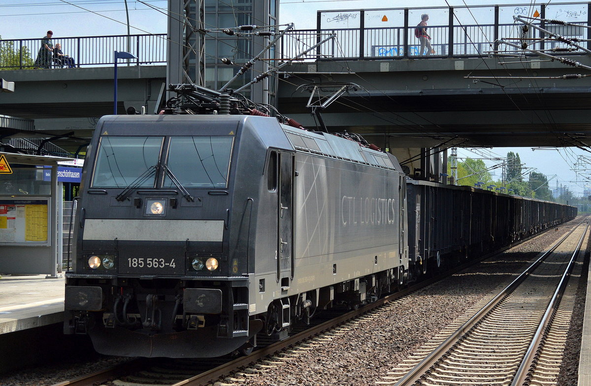 CTL mit der MRCE 185 563-4 und einem Ganzzug firmeneigener offener Güterwagen mit Kohle aus Polen beladen am 02.08.17 Bf. Berlin-Hohenschönhausen.