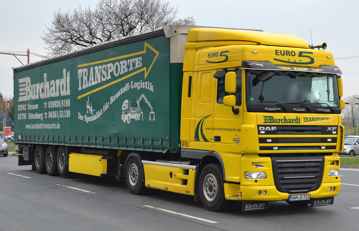 DAF XF 105.460 EURO5 Sattelzug der Fa. Borchardt-Transporte am 12.04.16 Schönefeld bei Berlin.