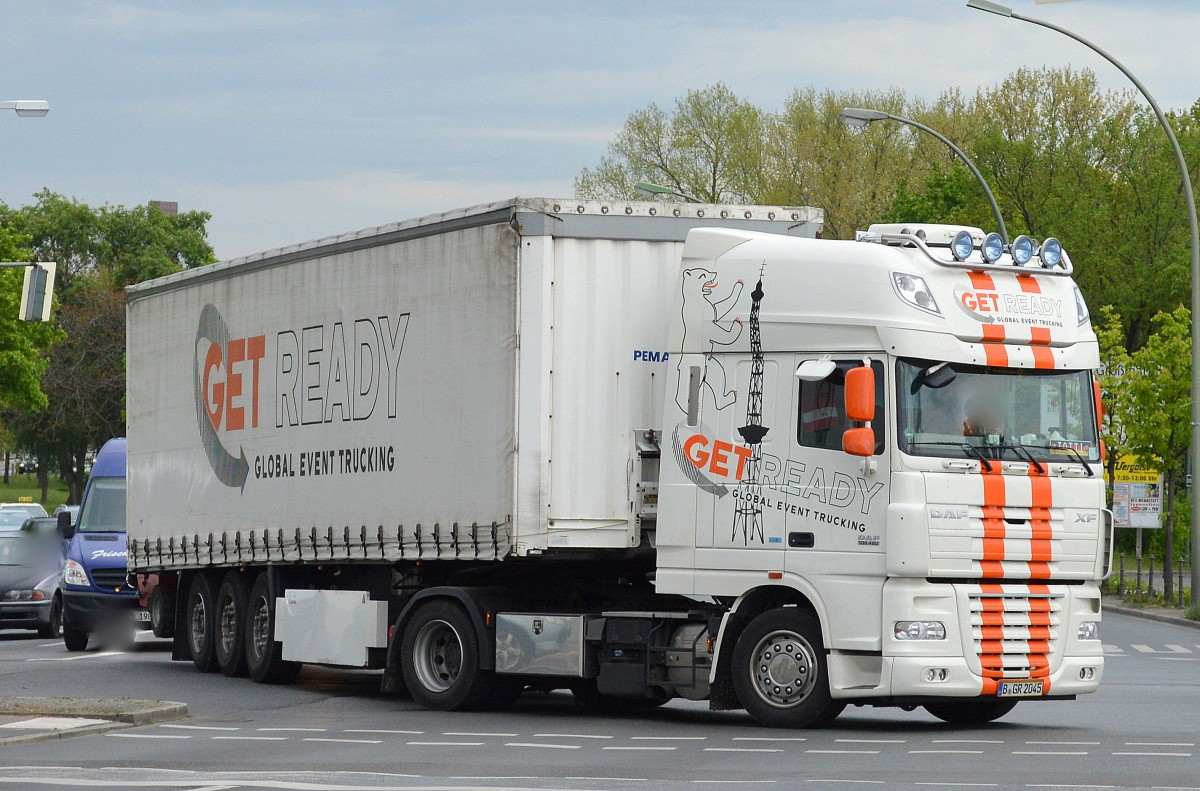 DAF XF 105.460 Sattelzug der Sped GET READY aus Berlin am 05.05.15 Richtung Berliner Westhafen.