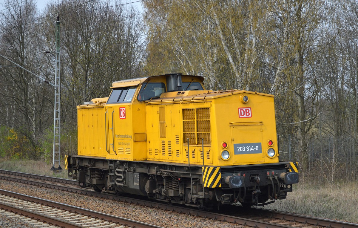 DB Netz Instandhaltung mit 203 314-0 Richtung Oranienburg am 31.03.14 Mühlenbeck/Mönchmühle b.Berlin.